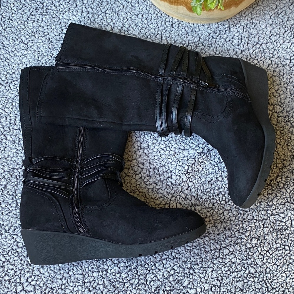 Rampage Black girl Boots with Wedge Heel